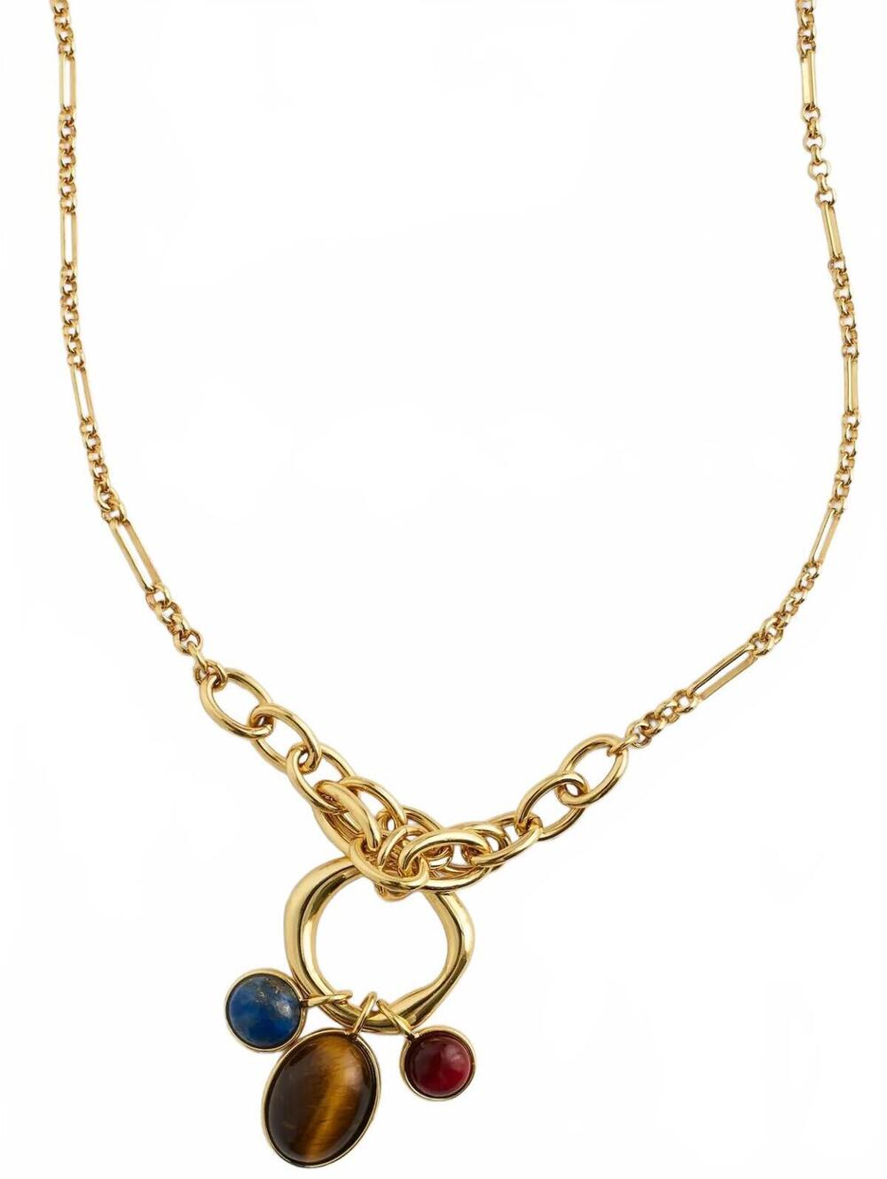 Madewell Semiprecious Graduated Chain Charm Necklace NWT Antique Gold